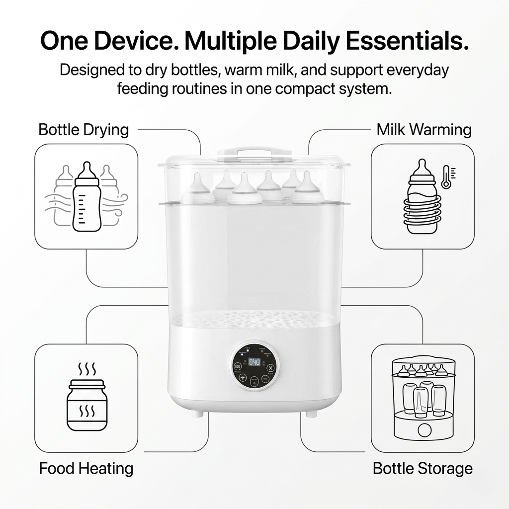 Dacimora Baby Bottle Dryer + Milk Warmer with Touch Screen and Auto Shut-Off 4-in-1 Bottle High Temperature 100°C Dryer for Baby Bottles Baby Products and Sippy Accessories