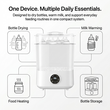 Dacimora Baby Bottle Dryer + Milk Warmer with Touch Screen and Auto Shut-Off 4-in-1 Bottle High Temperature 100°C Dryer for Baby Bottles Baby Products and Sippy Accessories