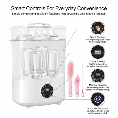 Dacimora Baby Bottle Dryer + Milk Warmer with Touch Screen and Auto Shut-Off 4-in-1 Bottle High Temperature 100°C Dryer for Baby Bottles Baby Products and Sippy Accessories