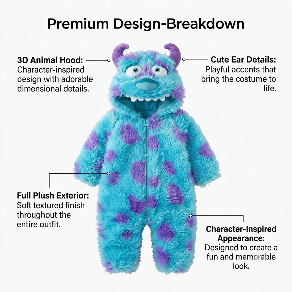 Cute Animal Baby Jumpsuit With Hooded Zipper