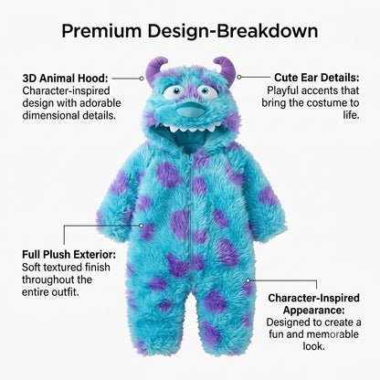 Cute Animal Baby Jumpsuit With Hooded Zipper