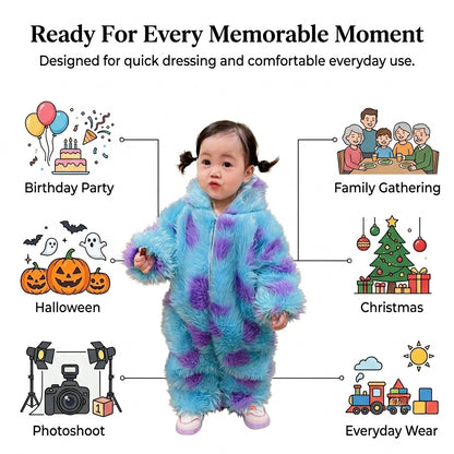 Cute Animal Baby Jumpsuit With Hooded Zipper