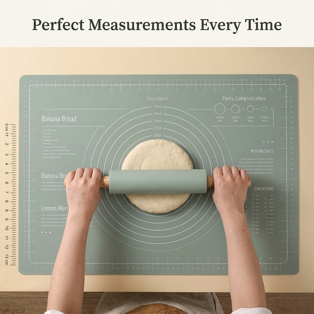 Thick Non-Slip Rolling Pin and Large Non-Stick Mat