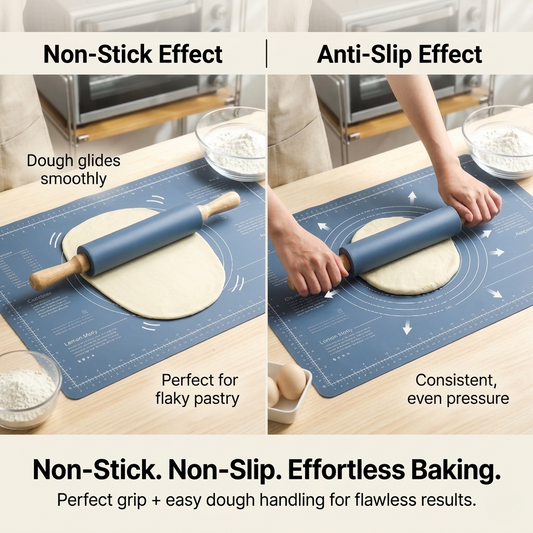 Thick Non-Slip Rolling Pin and Large Non-Stick Mat
