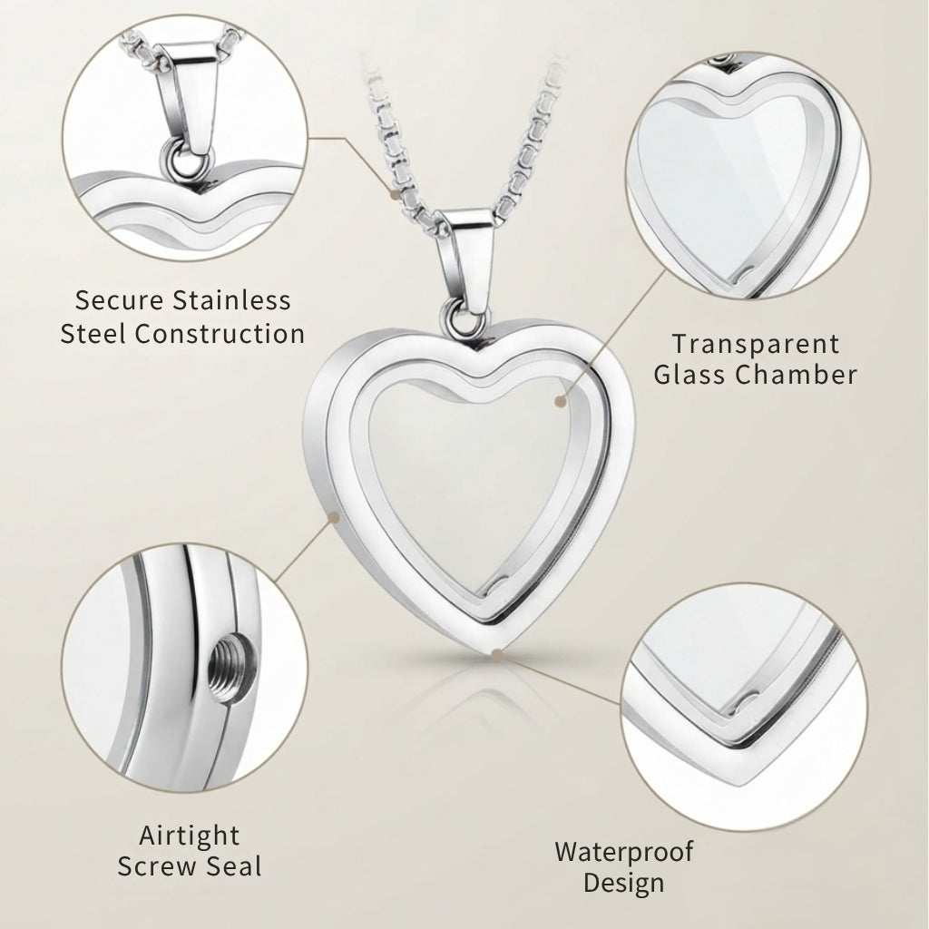 Heartfelt Remembrance: Stainless Steel Heart-Shaped Cremation Pendant