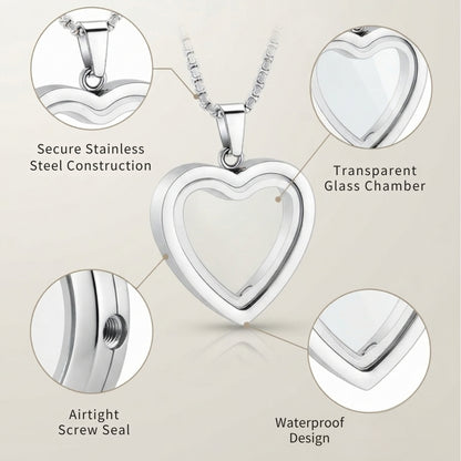 Heartfelt Remembrance: Stainless Steel Heart-Shaped Cremation Pendant