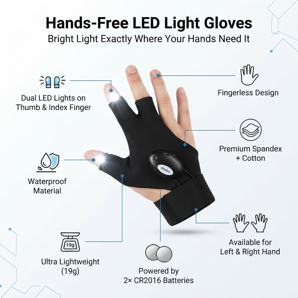 Fingerless LED Glove for Outdoors