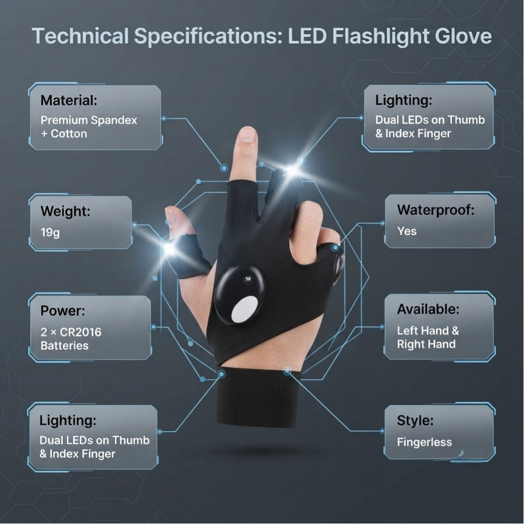 Fingerless LED Glove for Outdoors