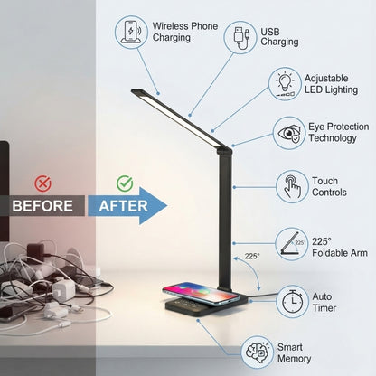 5 Lighting Mode LED Desk Lamp + Wireless Phone Charger